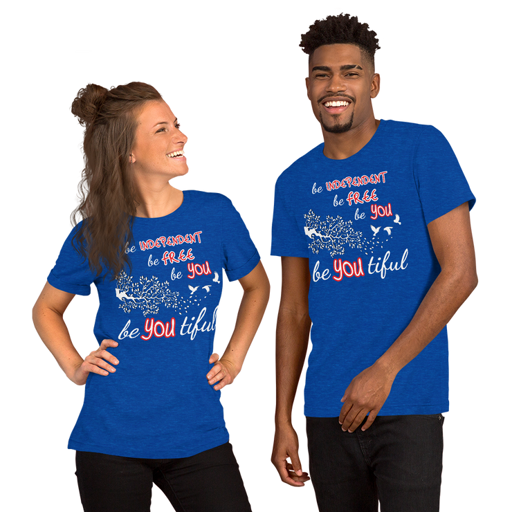 BeYouTiful Independence Short-Sleeve Unisex T-Shirt BLUE